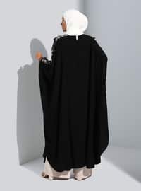 Natural Fabric Ethnic Patterned Abaya Abaya Abaya Black