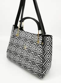 Shoulder Bag Black Ethnic Pattern