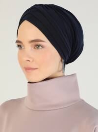 Crossed Three Straped Instant Hijab Navy Blue 2 Instant Scarf