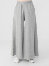 Soft Touchings Oxford Leg Trousers Skirt- Gray Melange