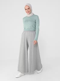 Soft Touchings Oxford Leg Trousers Skirt- Gray Melange