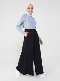 Soft Touchings Oxford Leg Trousers Skirt- Navy Blue