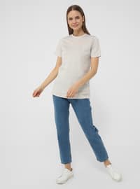 Short Sleeve Basic Tshirt- Light Gray