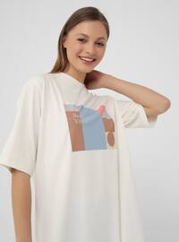 Summer Vibes Printed Short Sleeve Tshirt- Coconut