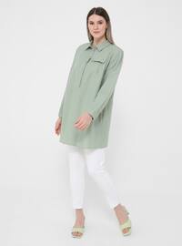 Olive Green - Point Collar - Plus Size Tunic