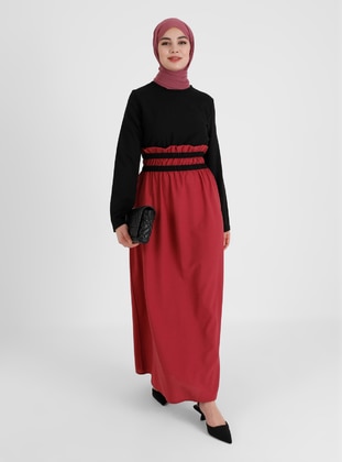 Modest Dress With Shirred Stripe Detail Rose