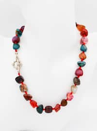 T Lock Necklace With Agate Natural Stone