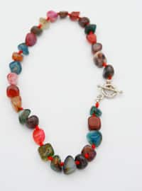 T Lock Necklace With Agate Natural Stone