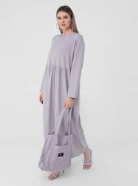 Lilac - Unlined - Crew neck - Plus Size Dress