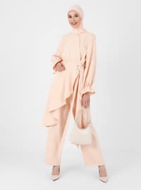  Flare Detailed Blazer & Trouser Set - Samon - Refka Woman