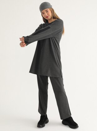 Natural Fabric Tracksuit Set Anthracite