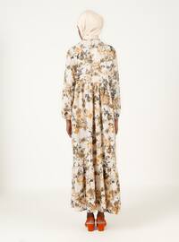 Mink - Floral - Crew neck - Unlined - Modest Dress