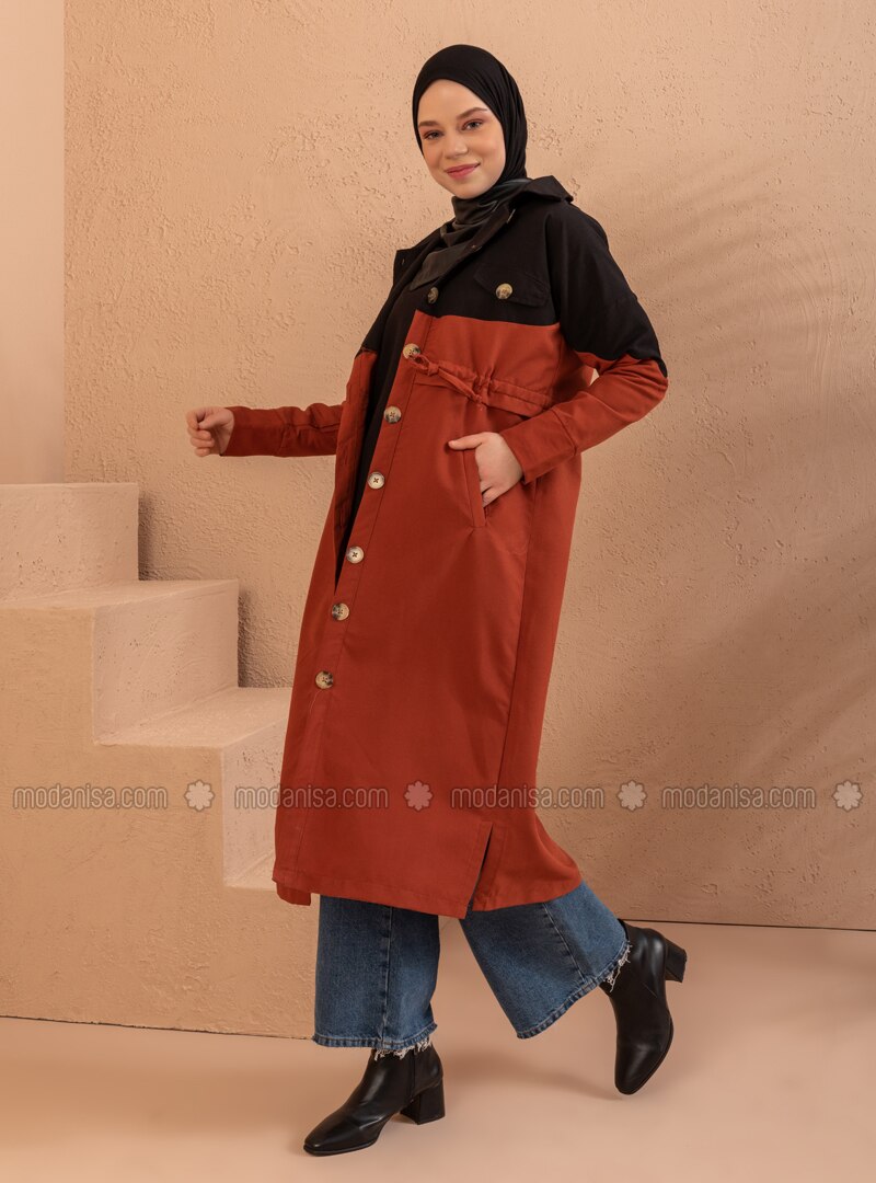 Terra Cotta - Unlined - Point Collar - Trench Coat