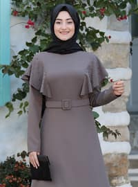 Drop Hijab Evening Dress Mink