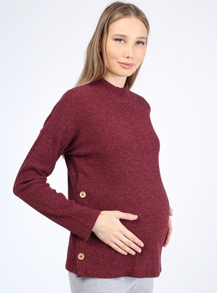 Maroon - Polo neck - Maternity Blouses Shirts - Luvmabelly