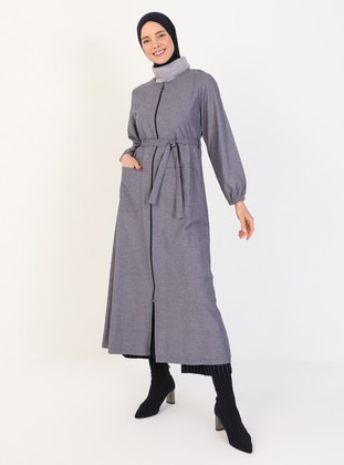 Blue - Unlined - Crew neck - Abaya - Night Blue Collection