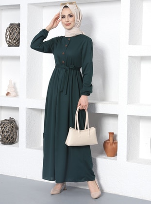 Emerald - Crew neck - Unlined - Modest Dress  - Ecesun