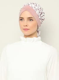 زهري داكن - منمق - حجابات جاهزة