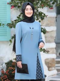 Asya Tunic&Pants Hijab Evening Dresses Blue