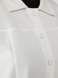 Ecru - Point Collar - Unlined - Plus Size Jacket