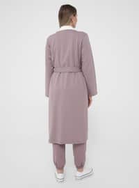 Lilac - Unlined - Shawl Collar - Plus Size Coat