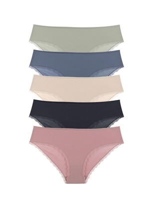 5Pcs High Waist Panties Mixed Color