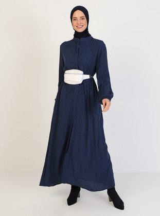 Navy Blue - Unlined - Crew neck - Abaya - Night Blue Collection