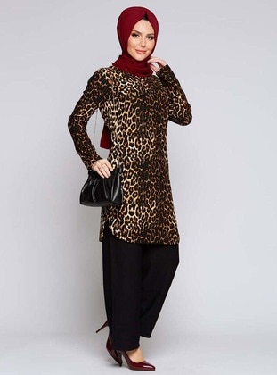Leopard Print Tunic Dark Mink