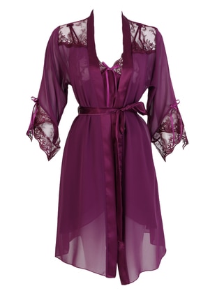 Satin Nightdress & Nightgown Co-Ord Purple