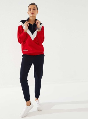 Red - Navy Blue - Tracksuit Set - Tommy Life