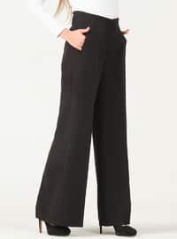 Wide Leg Pants With Pockets Black