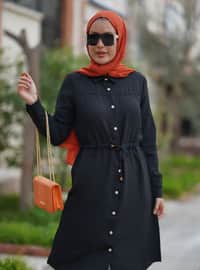 Shirt Tunic With Ties At The Waist Black