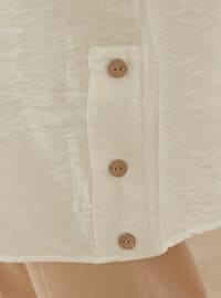 Side Three Button Double Pocket Shirt Tunic White