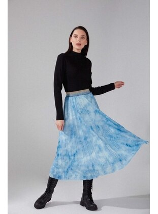 Blue - Multi - Skirt - MIZALLE