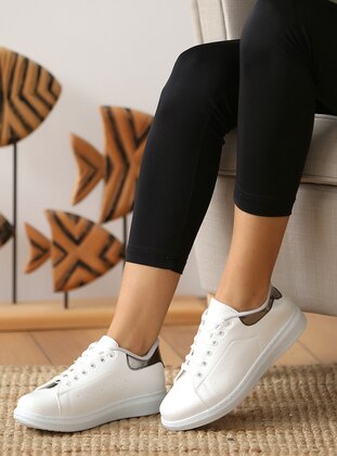 White - Silver - Sport - Sports Shoes - Pembe Potin