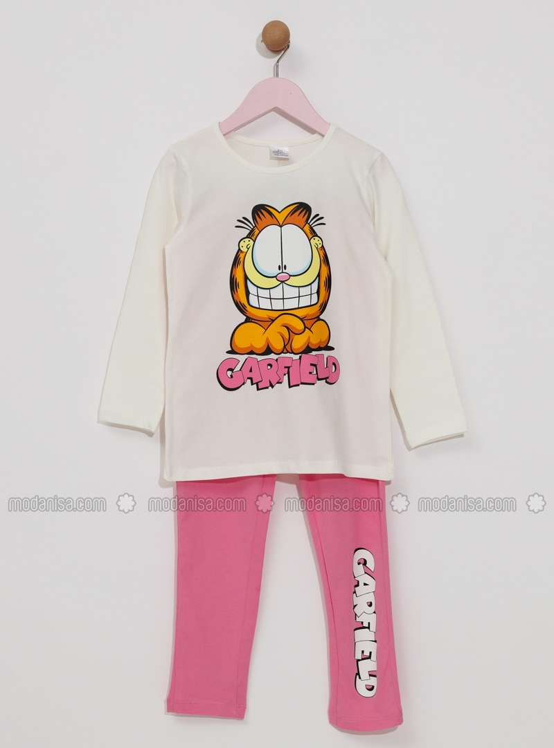 Multi Crew Neck Unlined White Ecru Girls Suit