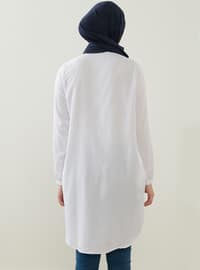 Button Tunic With Side Pockets White
