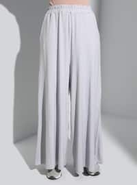 Viscose Fabric Elastic Waist Pants Gray