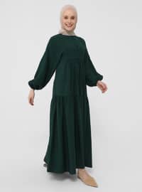 Emerald - Crew neck - Unlined - Modest Dress - Casual