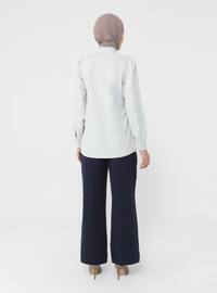 Gray - Point Collar - Blouses