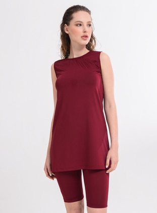 Maroon - Unlined - Half Covered Switsuits - Alfasa