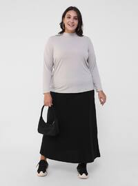 Black - Unlined - Plus Size Skirt