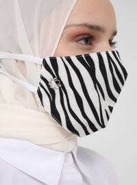  Zebra Print Mask - Black and White - Benin