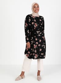 Floral Patterned Tunic Black