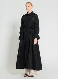 Black - Unlined - Point Collar - Trench Coat