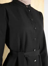 Black - Button Collar - Tunic