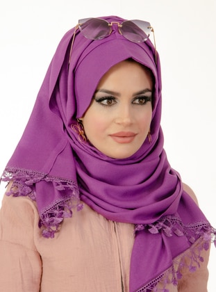أرجواني - من لون واحد - حجابات جاهزة - AİŞE TESETTÜR