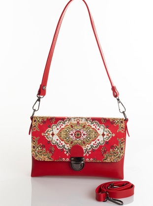 أحمر - حقيبة بحمالة طويلة - حقيبة يد وكتف - الكتف‎ حقائب - MOTTİF İSTANBUL