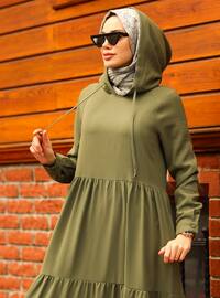 Hooded Modest Dress Khaki