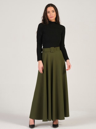 Khaki - Fully Lined - Skirt - Veteks Line
